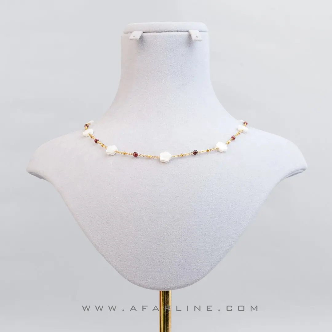 GARNET-&-OYSTER-10 گردنبند گارنت و صدف|خواص گارنت و صدف|سنگ متولدین دی،تیر،آذر