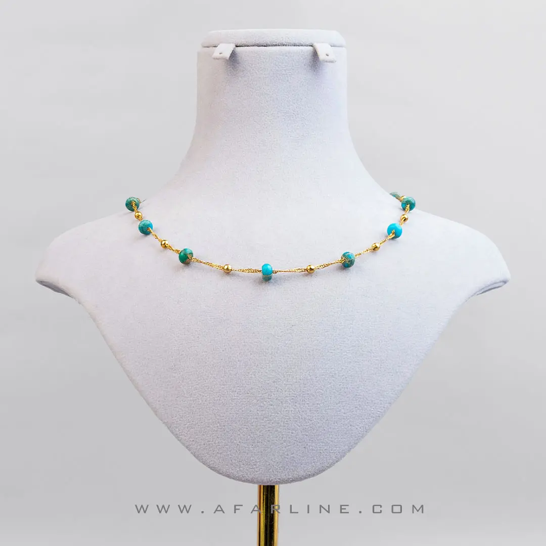 TURQUOISE-SET-10 گردنبند نیلی|تاریچه فیروزه|خواص سنگ فیروزه|سنگ متولدین آذر
